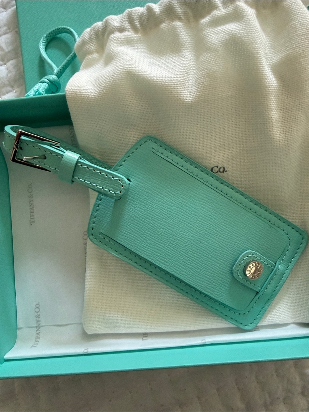 Tiffany & Co. Tiffany Blue Leather Luggage Tag with Strap